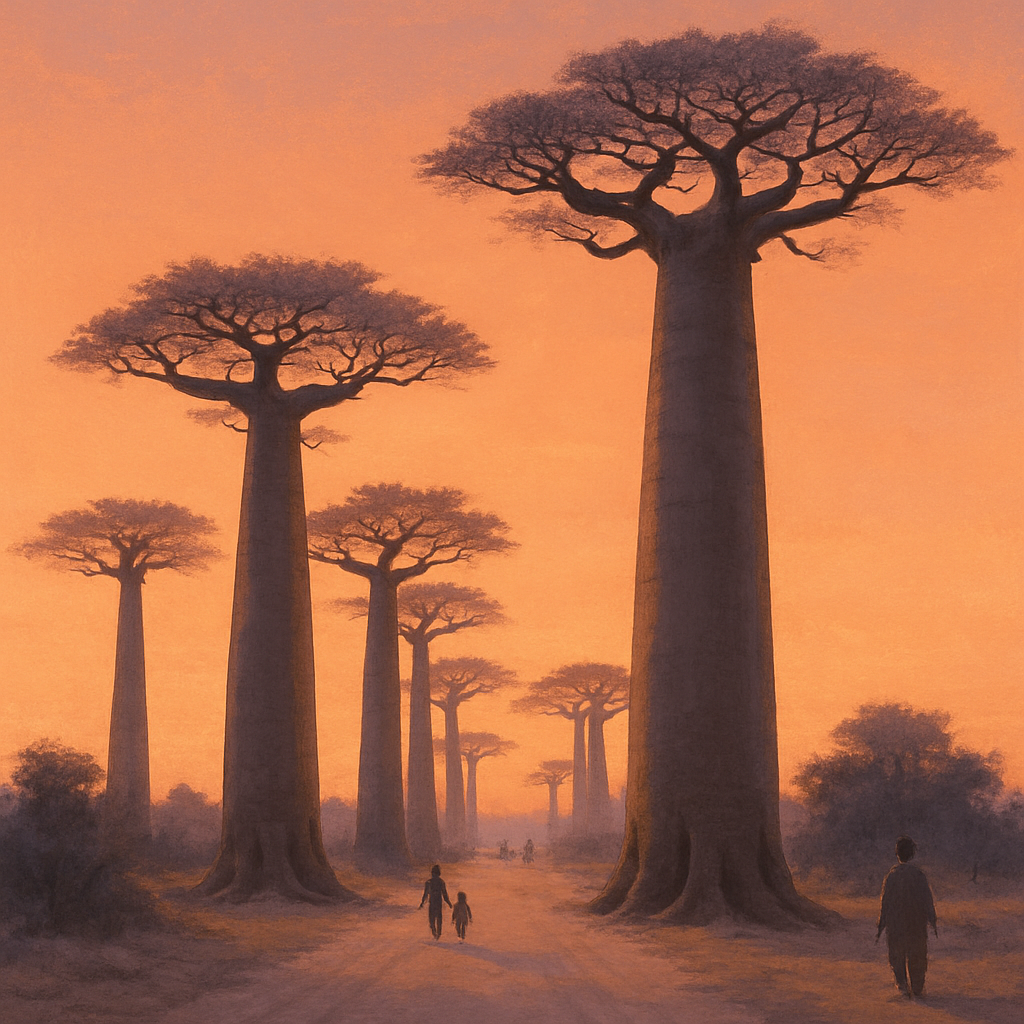Avenue Of Baobab Trees Painting by diamonds kit