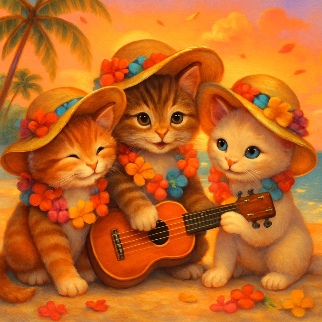 Sun Hat Serenade Kittens Paint by diamonds kits