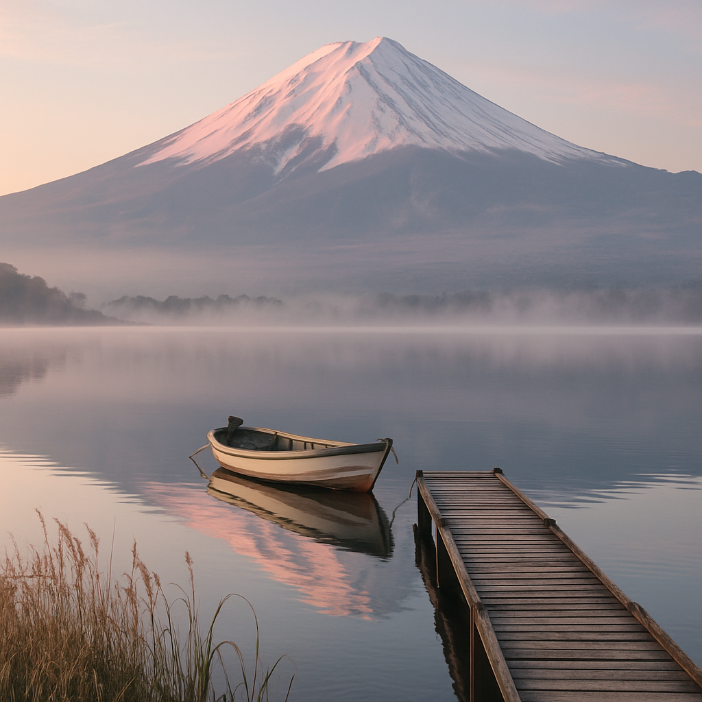 Mount Fuji Lake Reflection Dawn painting diamond kit