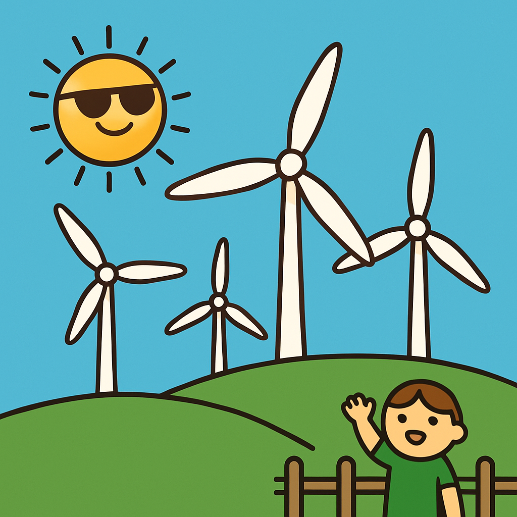 Wind Turbines On Rolling Hill painting diamond kit