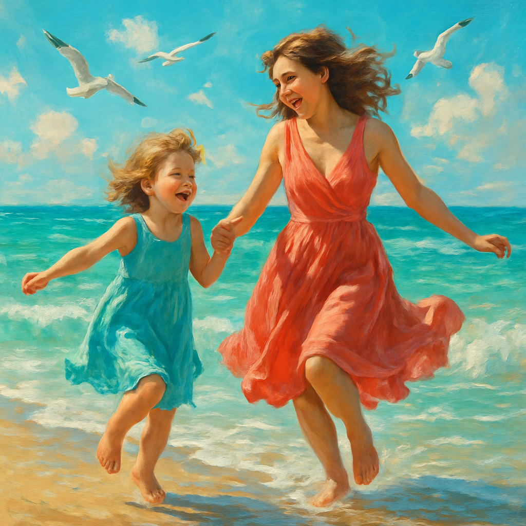 Radiant Laughter At The Shoreline Dance diamonded painting kits