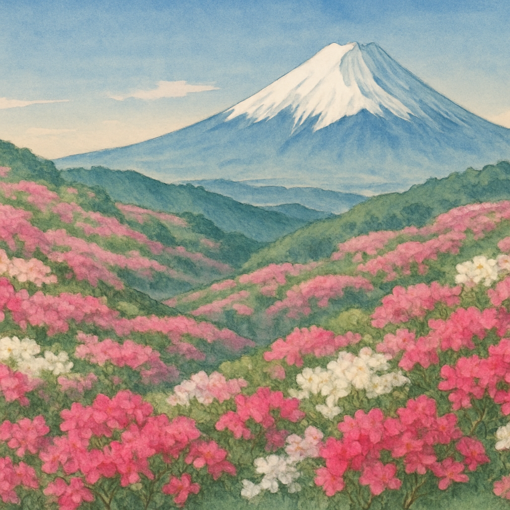 Mount Fuji Azalea Park Japan Painting by diamonds kit