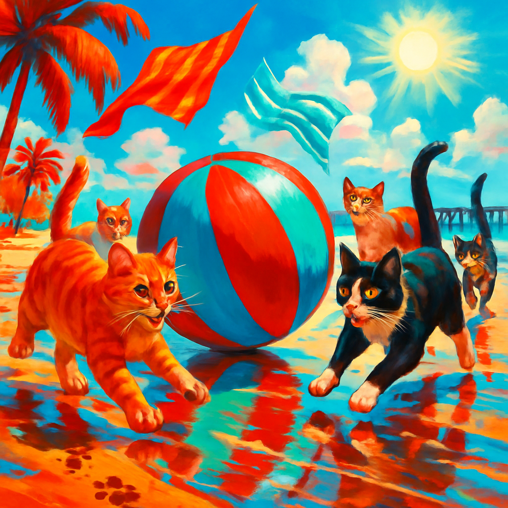 Beach Ball Romp Alley Cats diamond painting