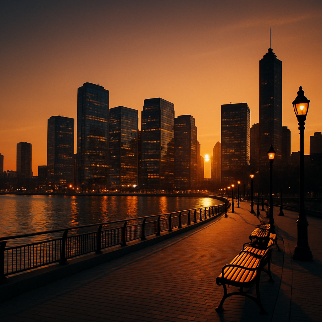 Skyline View From Marina Park Promenade paint by diamonds