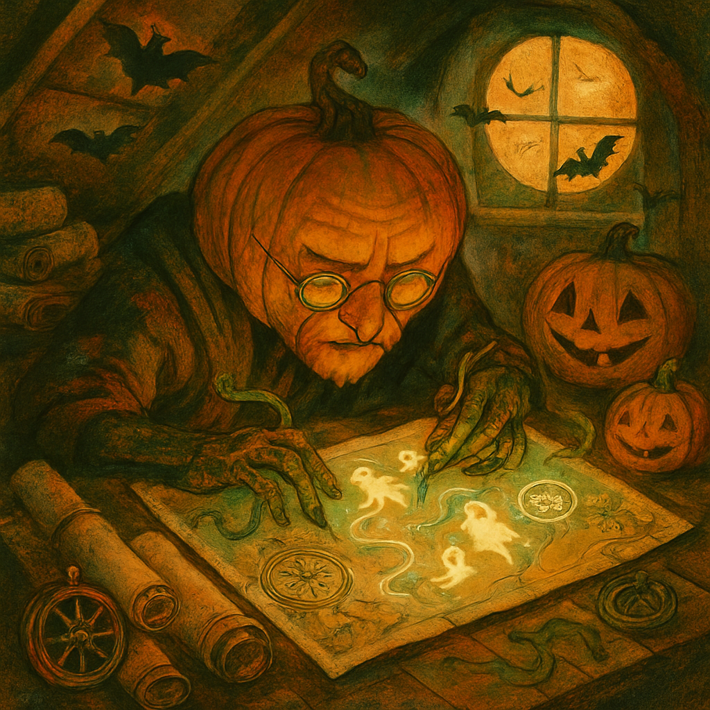 Pumpkin Cartographer Mapmaker Paint by diamonds art