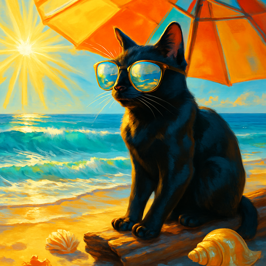 Cat With Sunglasses By Turquoise Waves painting diamond kit
