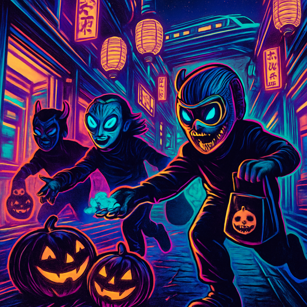 Neon Trick Or Treat Alley painting diamond kit