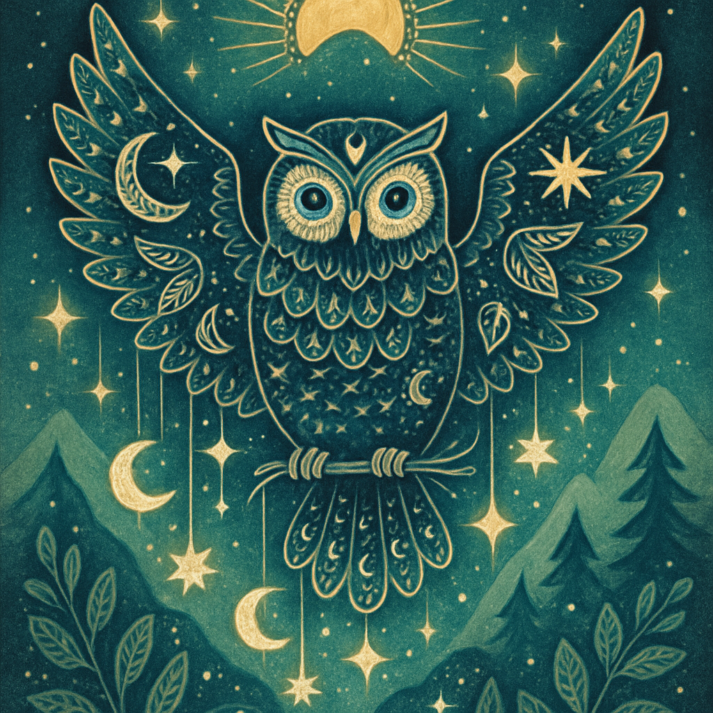 Owl With Celestial Embroidery paint by diamonds