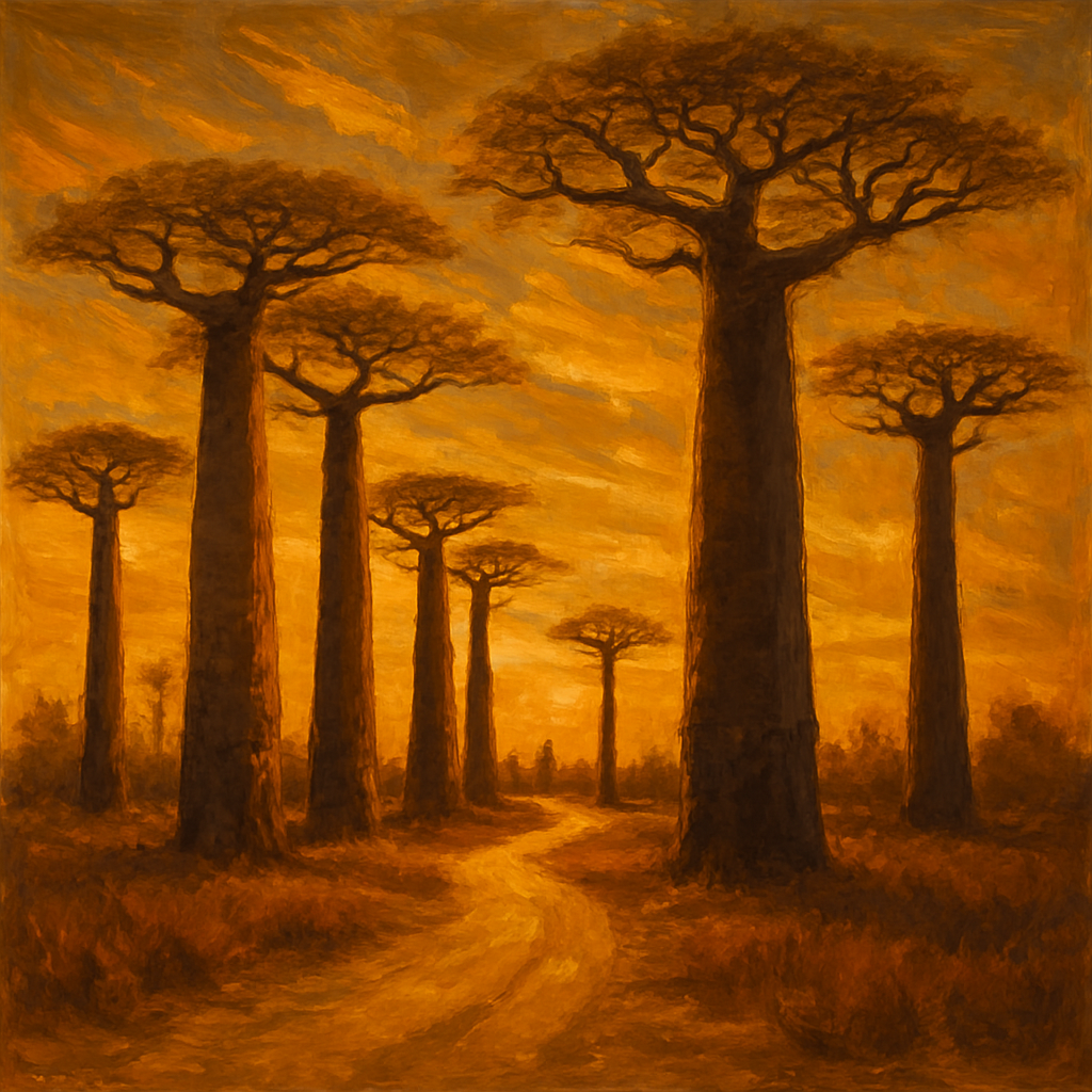 Alley Of Baobabs Madagascar paint by color