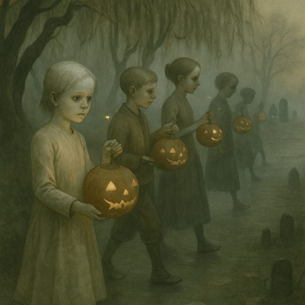 Lantern Parade Of The Hollow Children Painting by diamonds kit