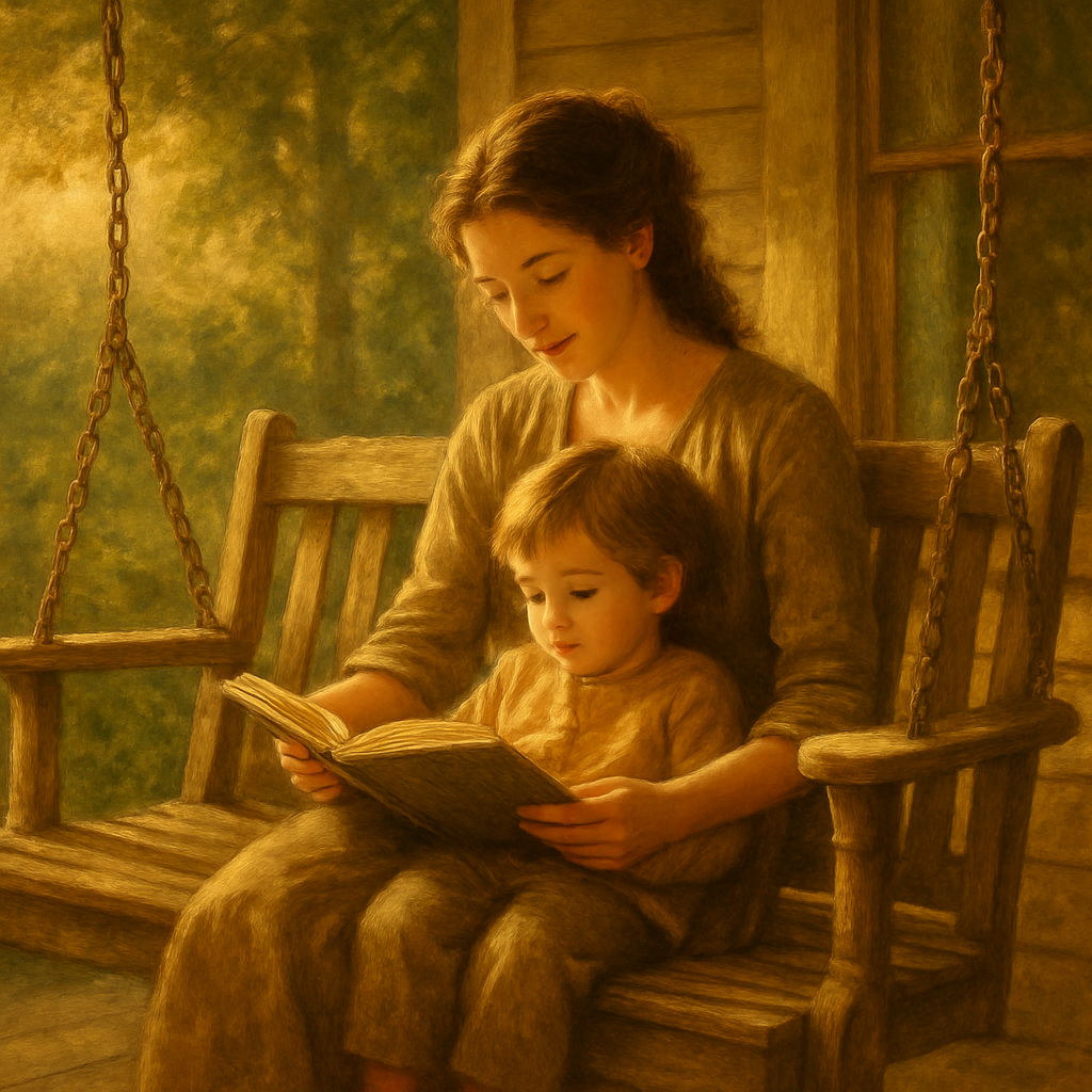 Golden Afternoon Storytime On The Porch Swing paint by color