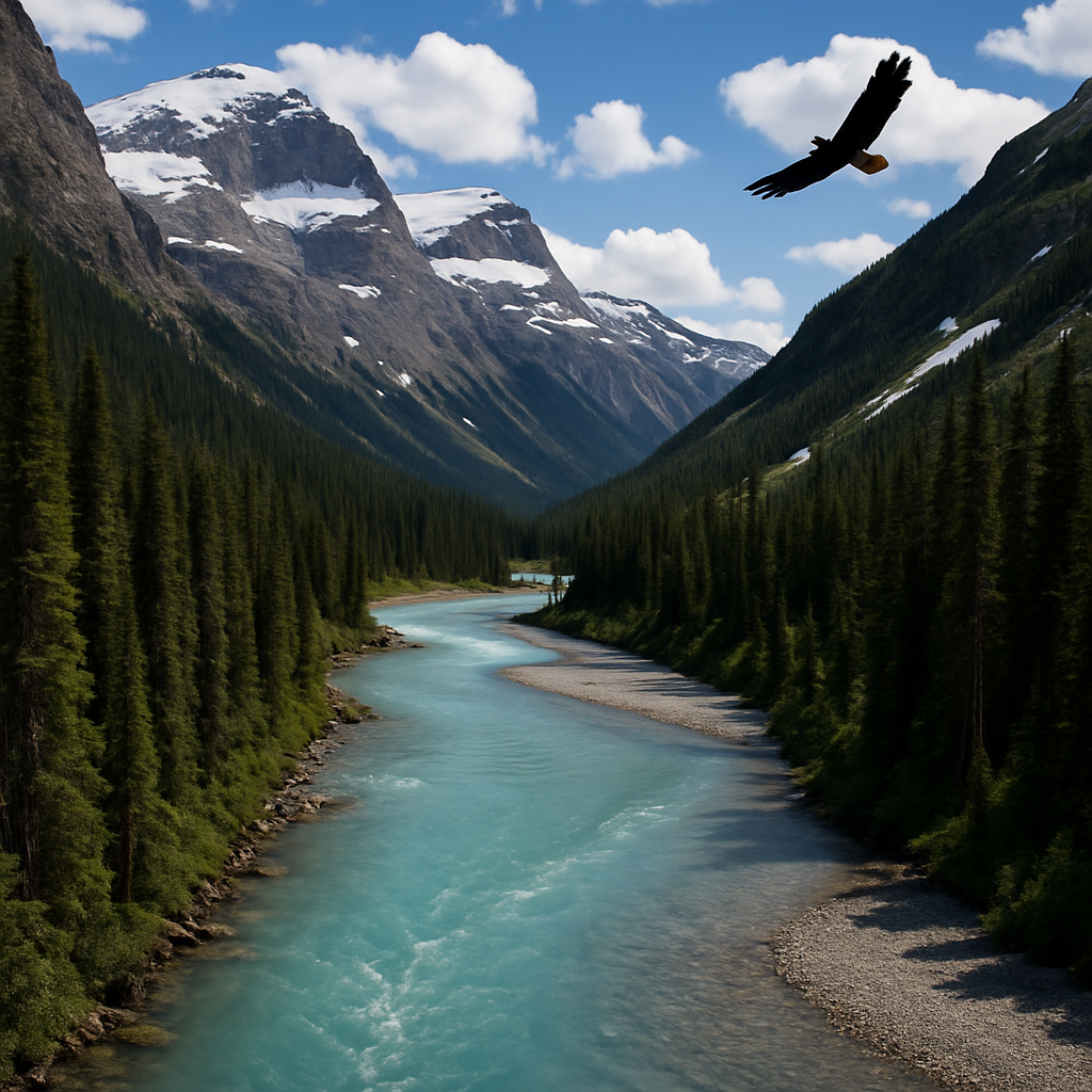 Glacier River Bend In Canadian Rockies paint by color