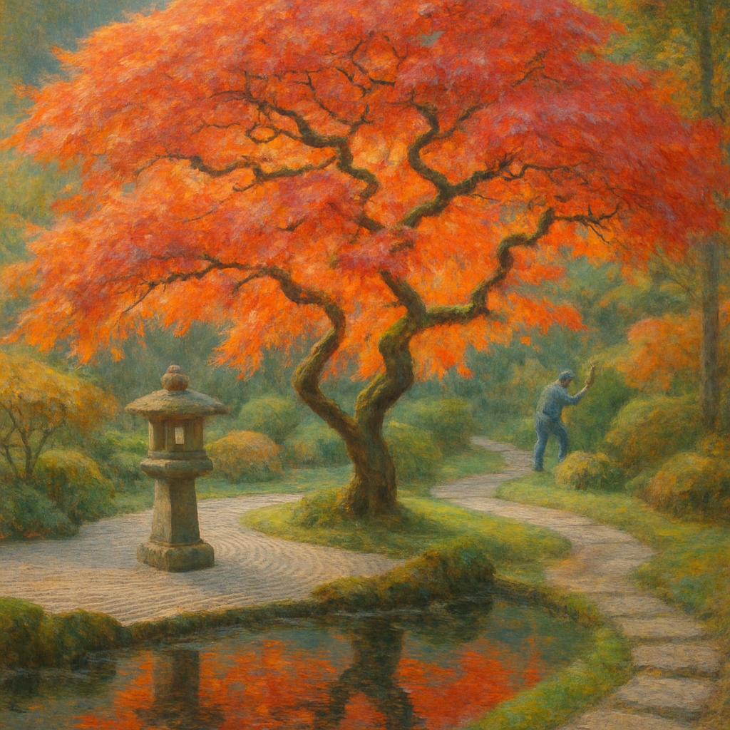 Japanese Maple In Portland Japanese Garden paint by diamond