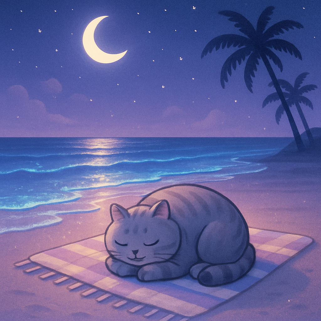 Moonlit Tide Nap Cat paint by diamonds