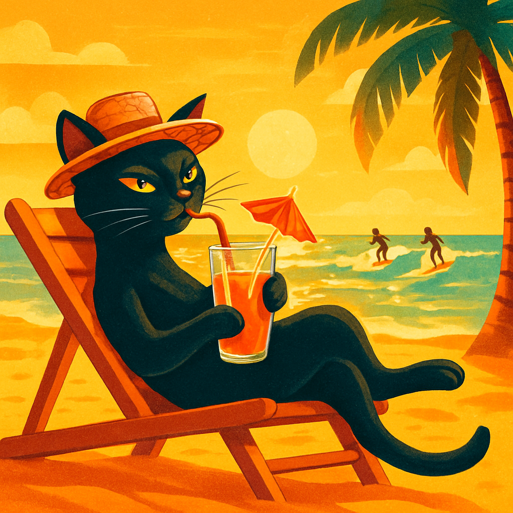 Cat Sipping Sunset Cocktail paint by diamonds