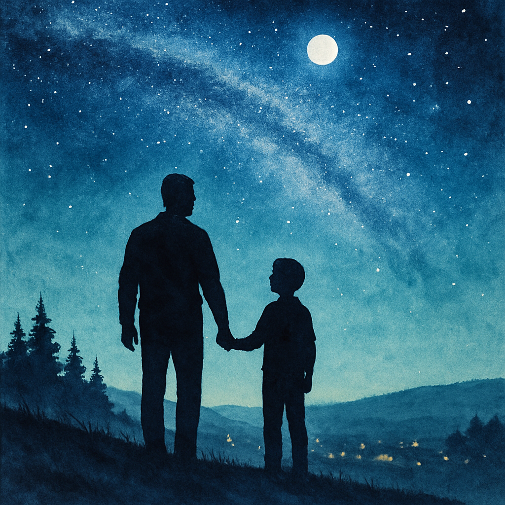 Father Son Night Sky Bond paint by color