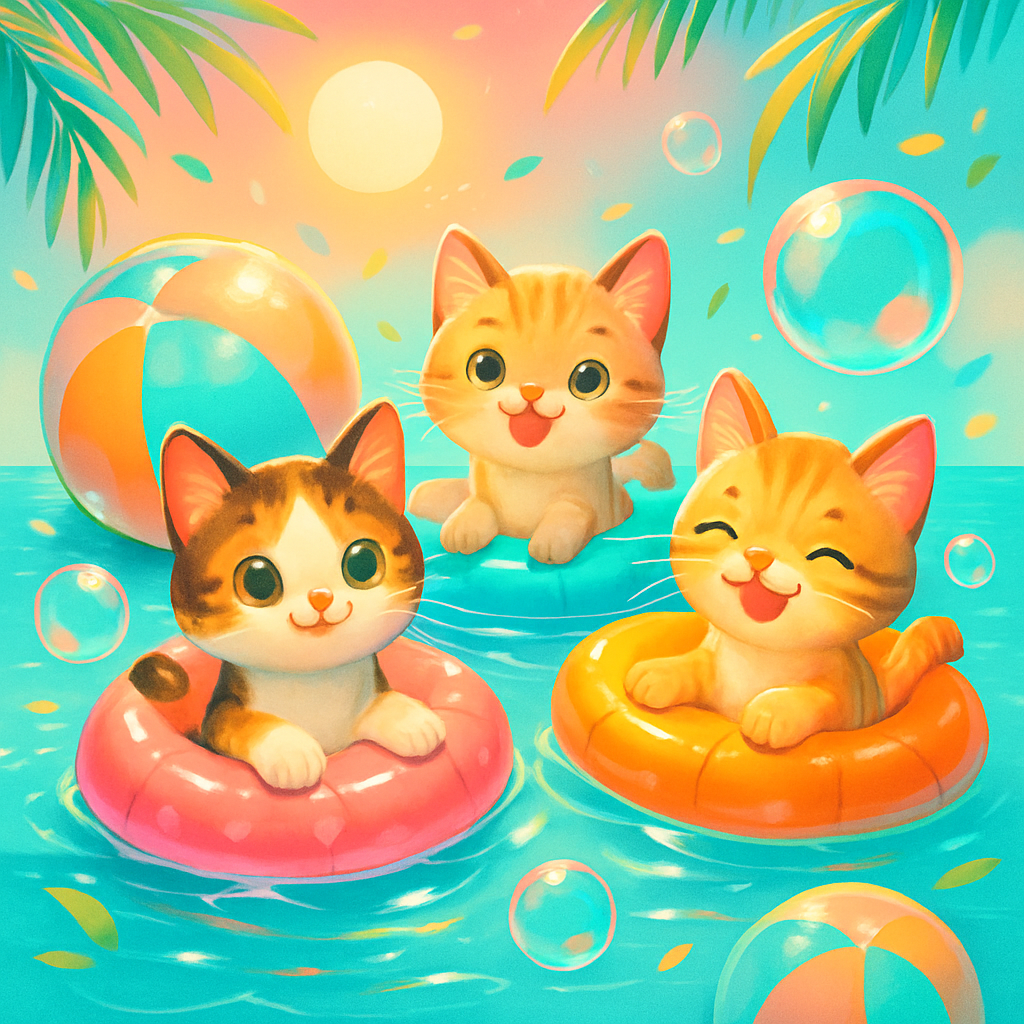 Floatie Fiesta With Beach Balls painting diamond kit