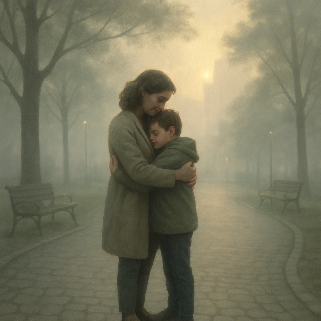 Embrace At Dawn In The City Park paint by diamonds