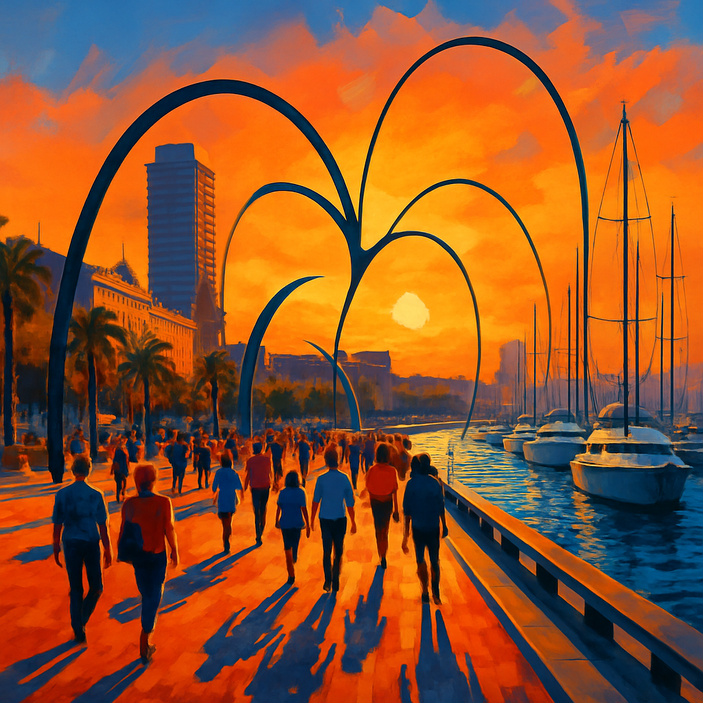 Contemporary Waterfront Promenade At Barcelona diamond painting