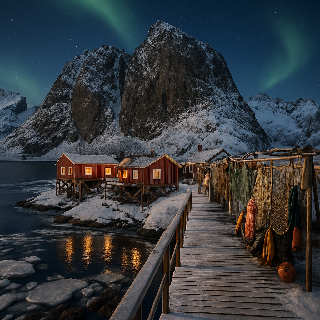 Lofoten Winter Harbor View paint by color