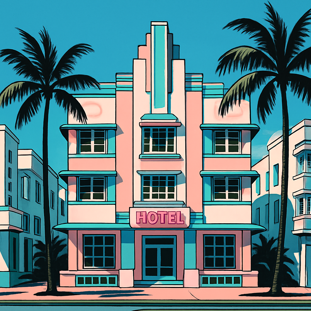 Iconic Art Deco Skyline Of Miami Beach Painting by diamonds kit