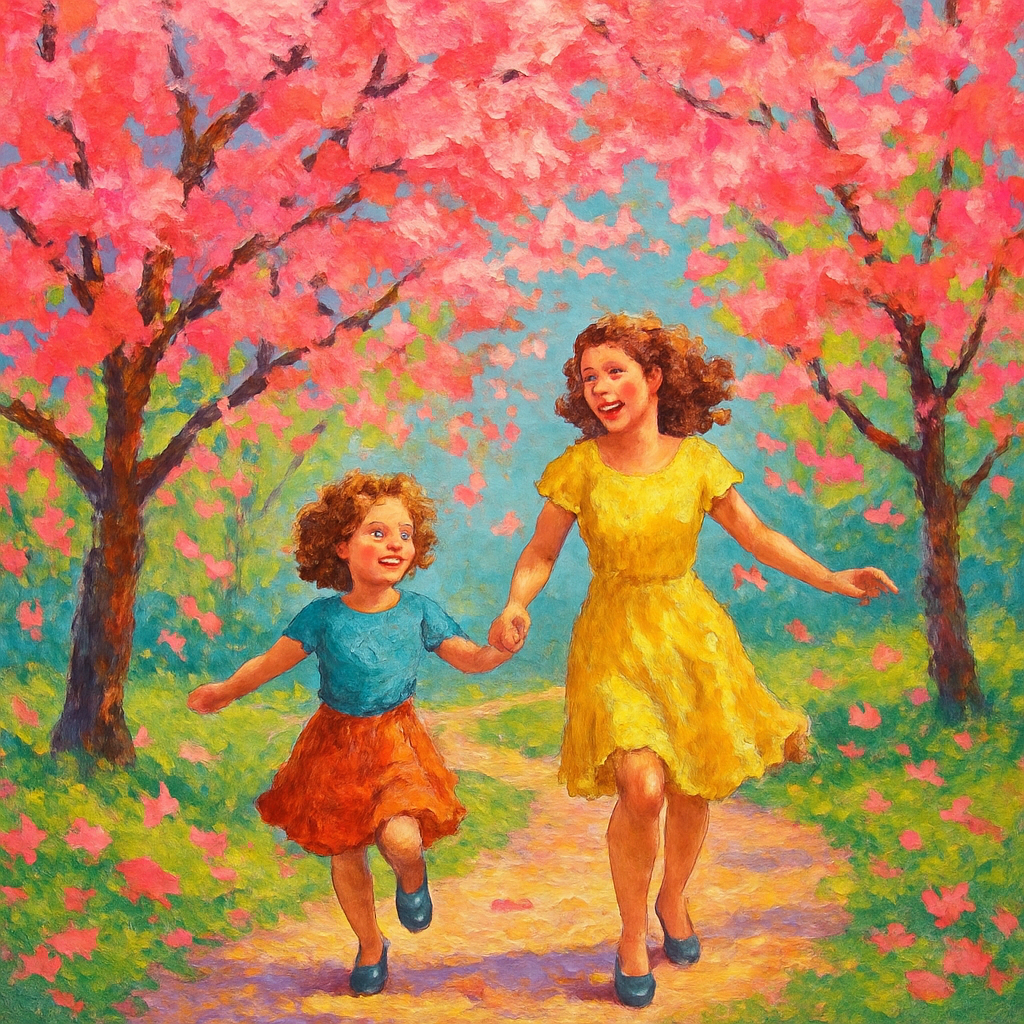 Joyful Steps Along The Cherry Blossom Path diamond painting