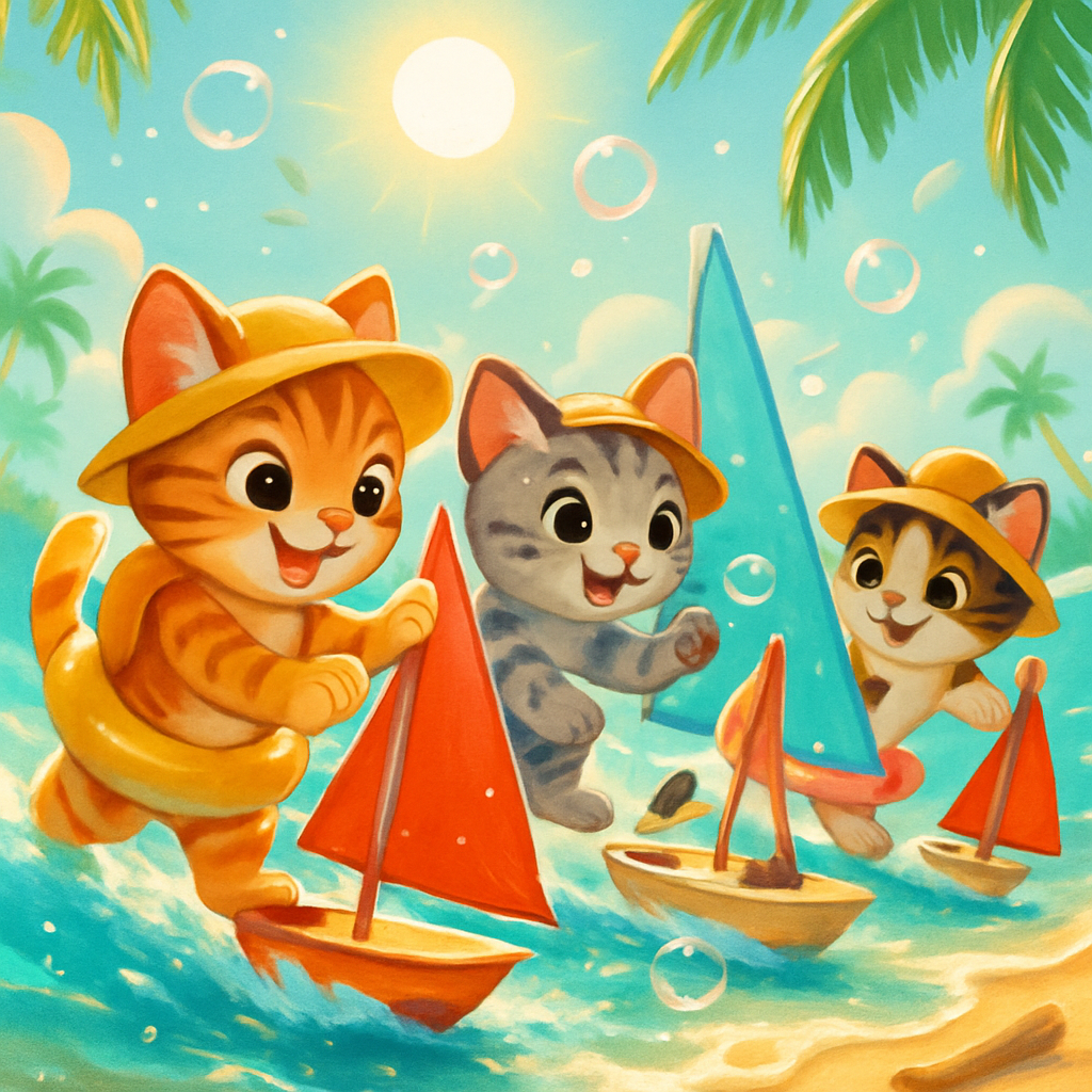 Sunny Sailboat Kitten Race diamonded painting kits