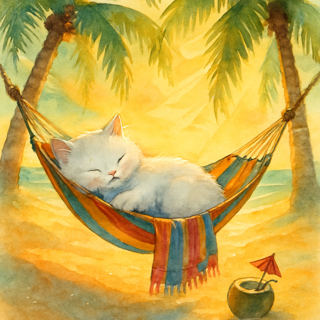 Tropical Cat Hammock Afternoon diamond painting