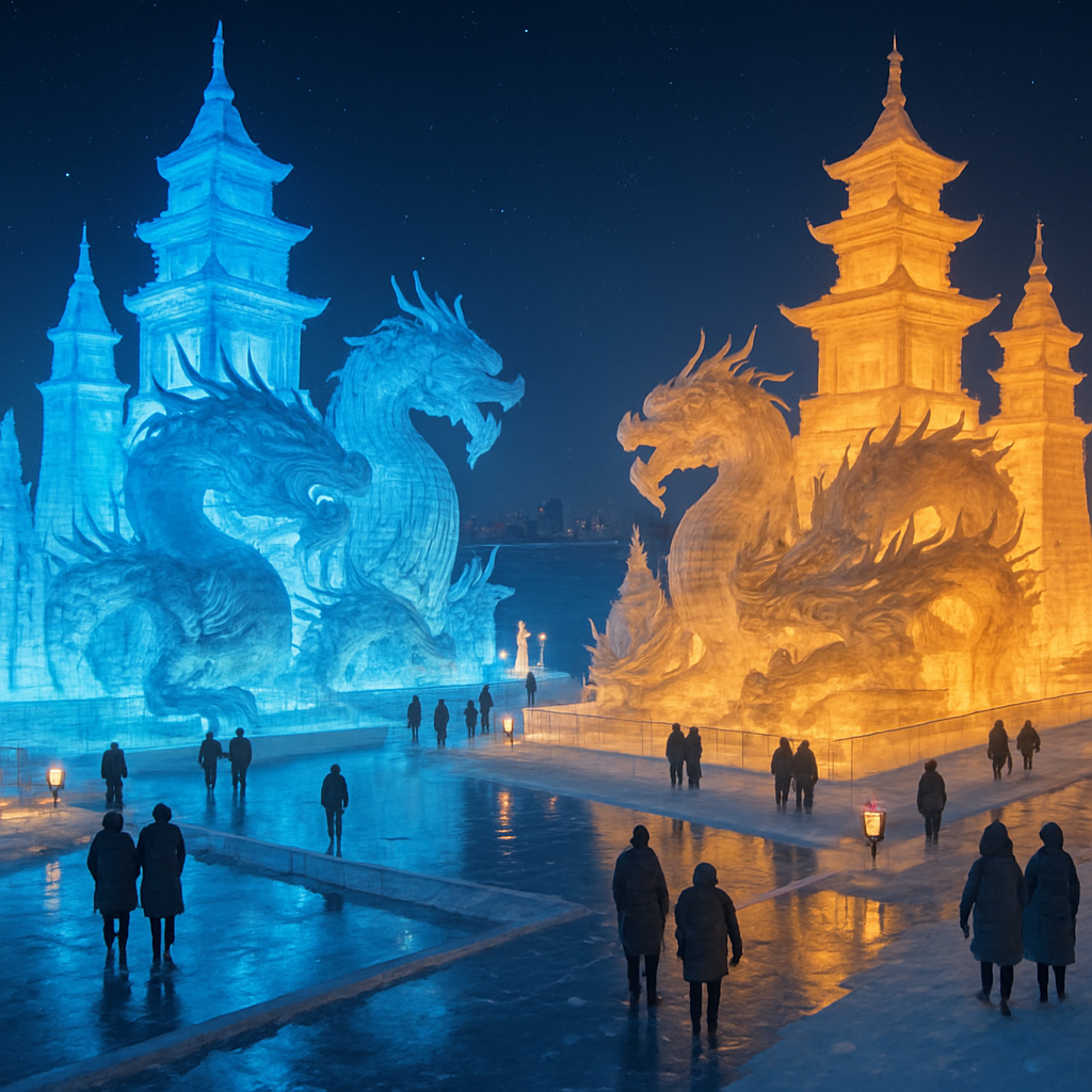 Ice Sculpted Harbin Festival Paint by diamonds art