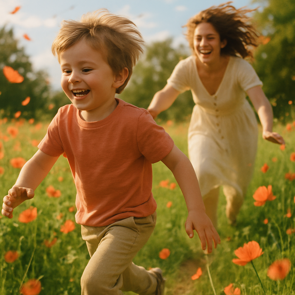 Playful Echoes Matching Laughter In A Field diamonded painting kits