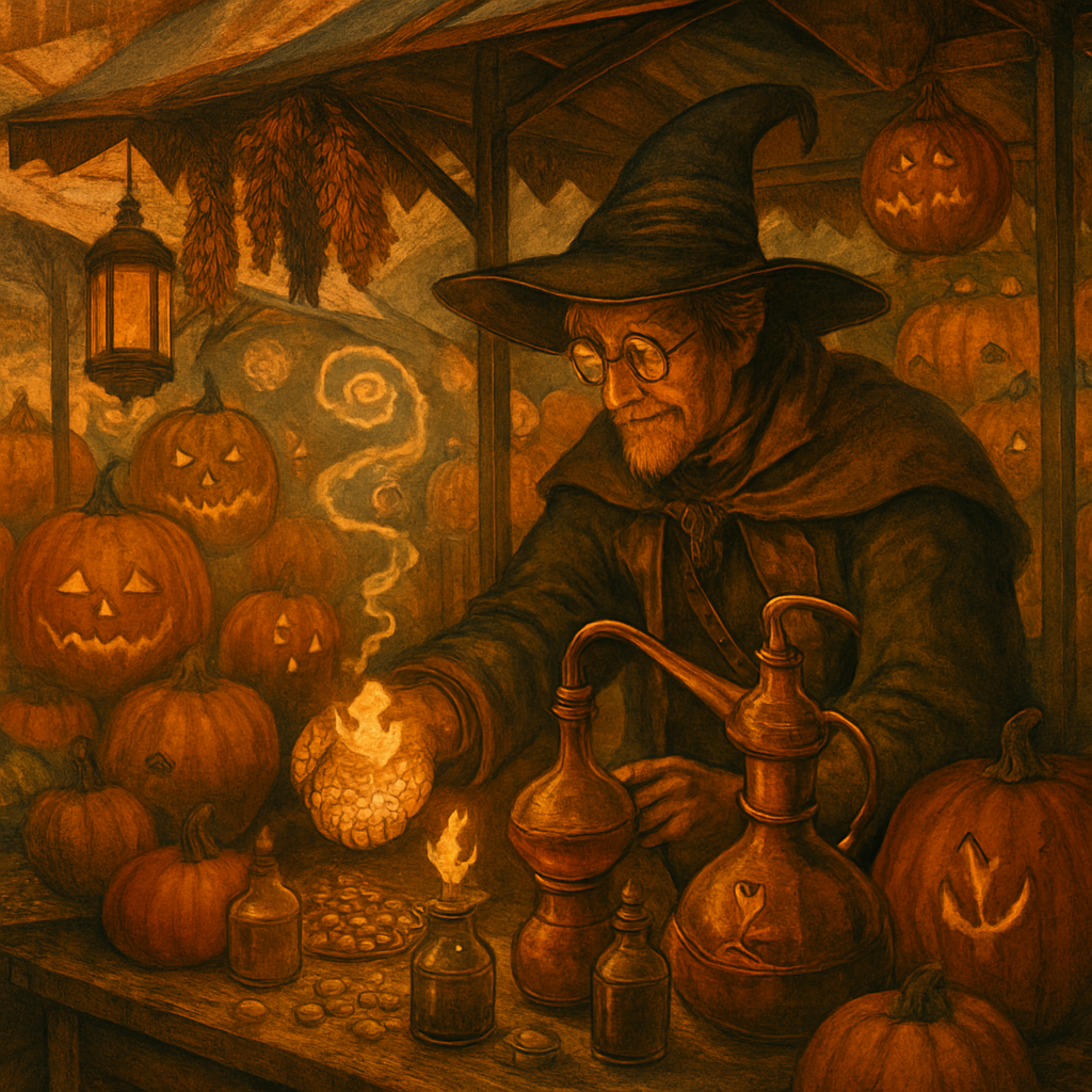 Lantern Alchemist Of The Pumpkin Market Painting by diamonds kit