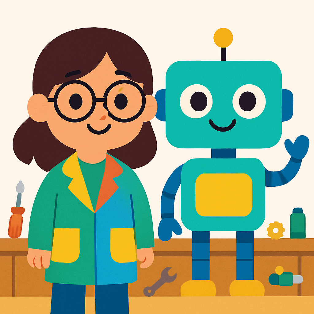 Inventor Girl And Her Clever Robot Painting by diamonds kit