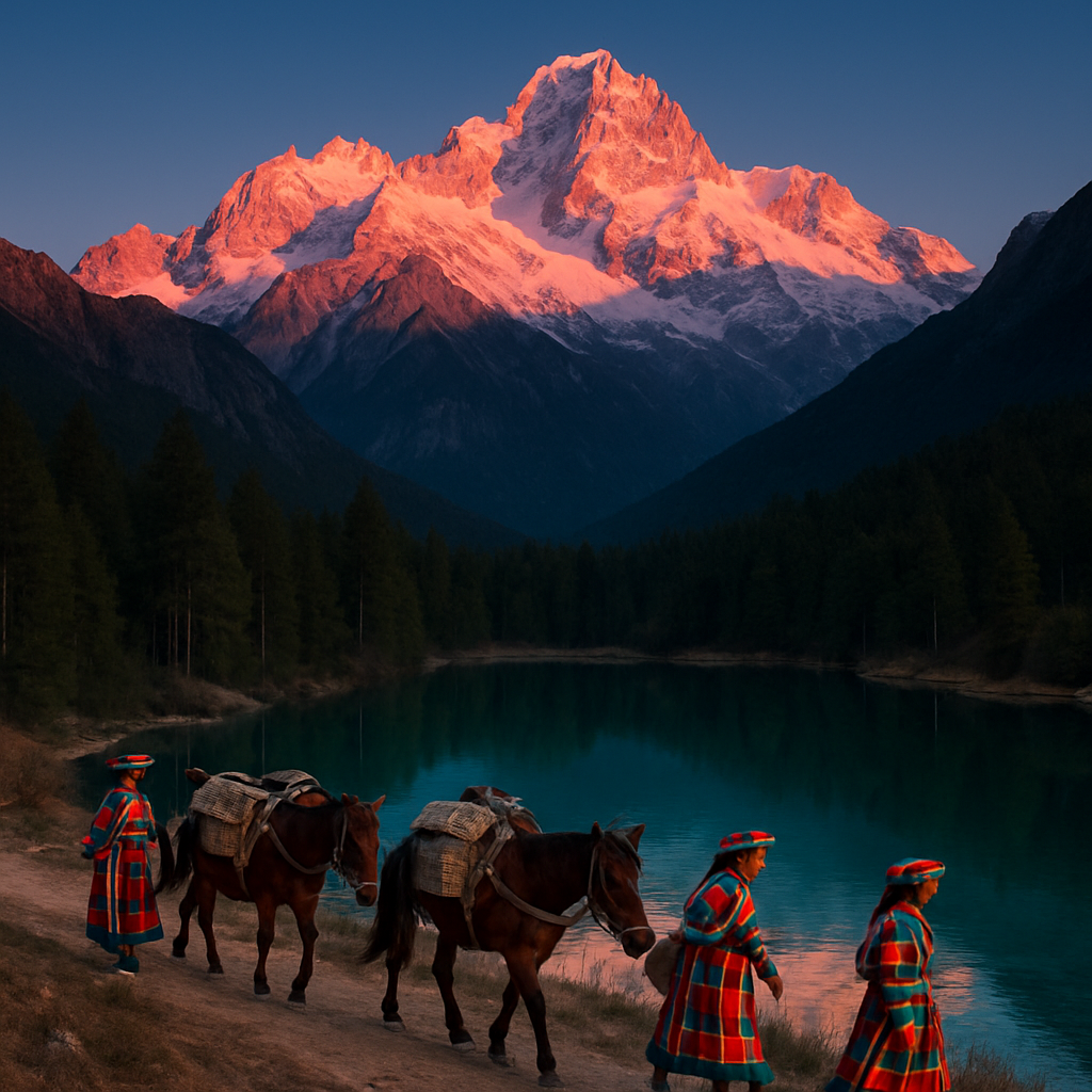 Alpenglow Over The Jade Dragon Snow Mountain Painting by diamonds kit