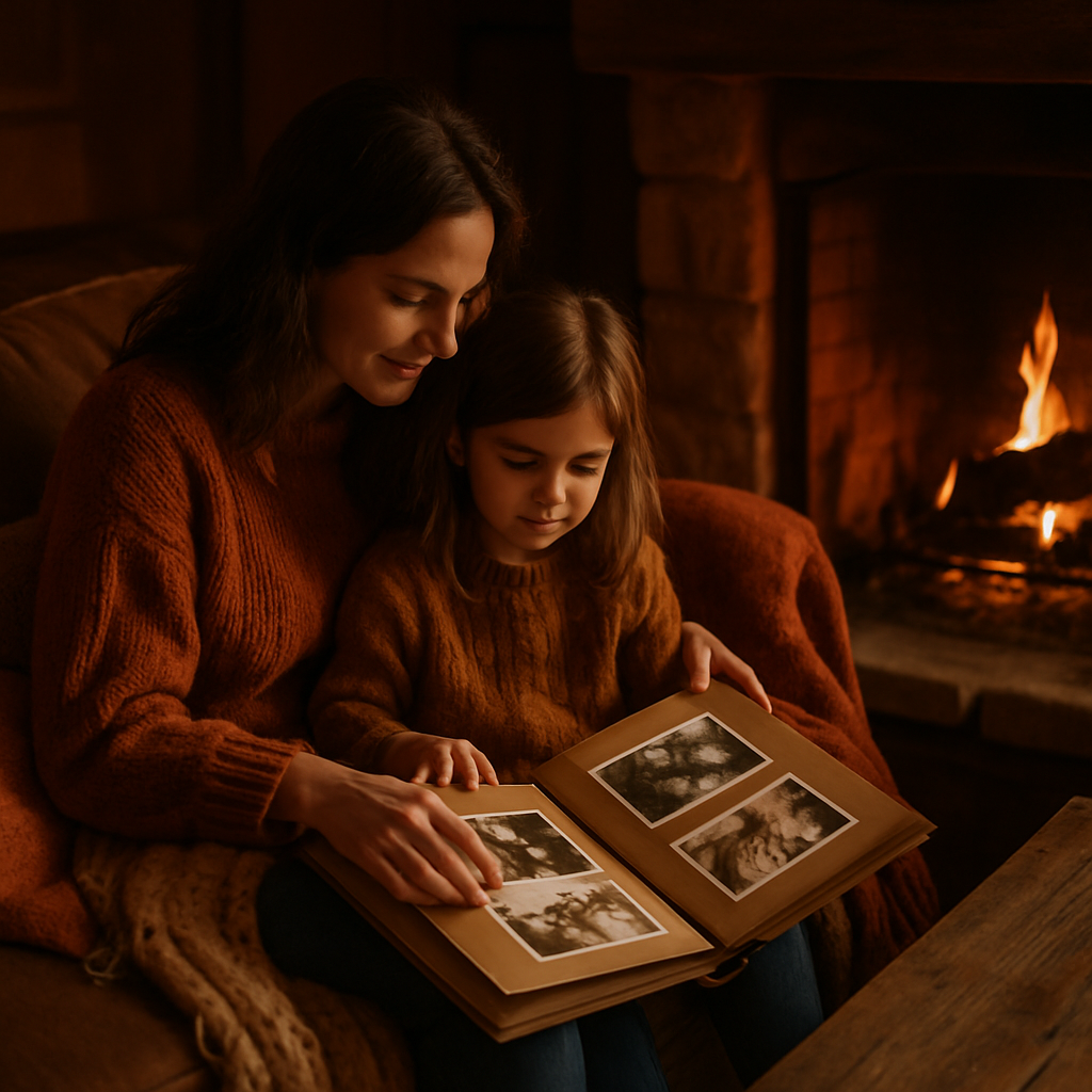Hearts Entwined: Quiet Moments Beside Autumn Fireside paint by diamonds