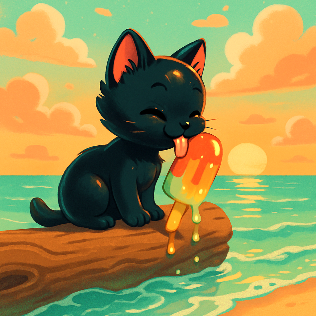 Popsicle Cat Shoreline Serenade DIY paint by diamonds