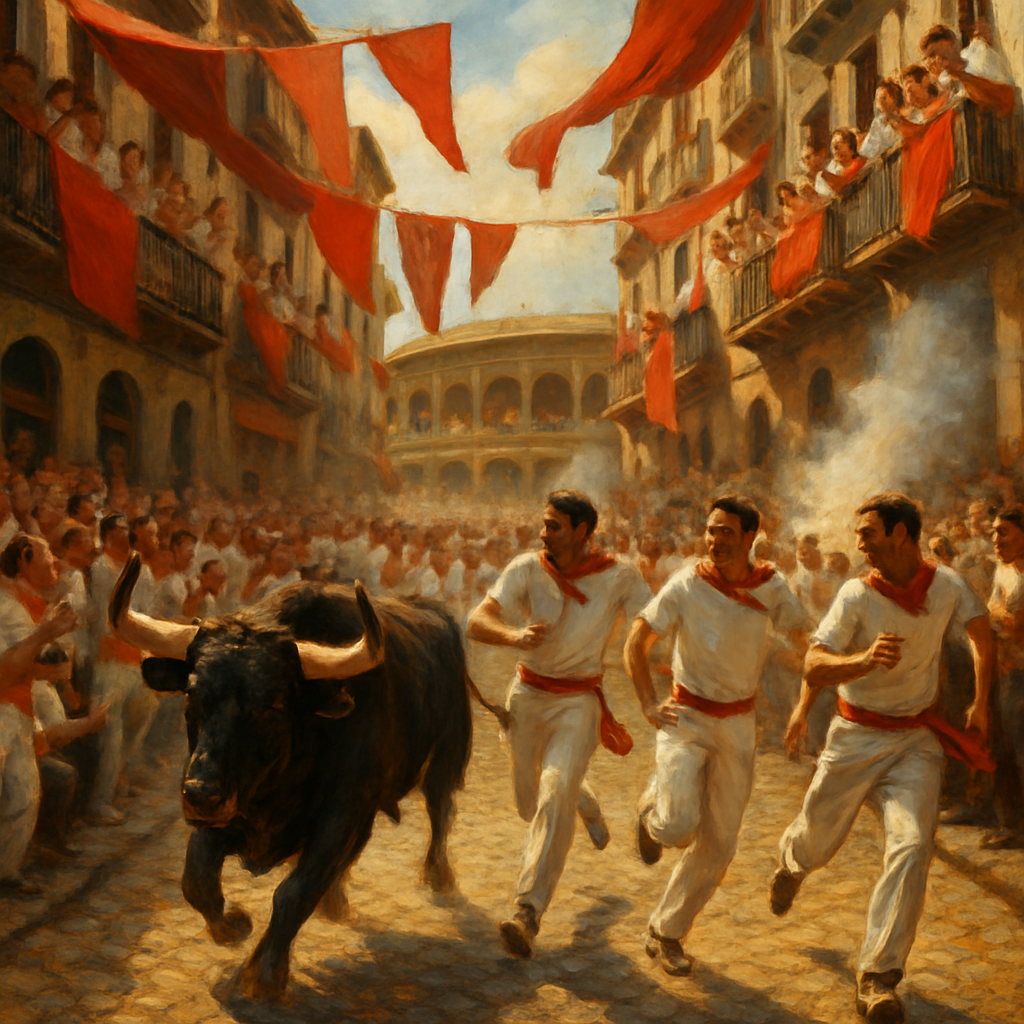 Festival Running Of The Bulls Pamplona Spain paint by color