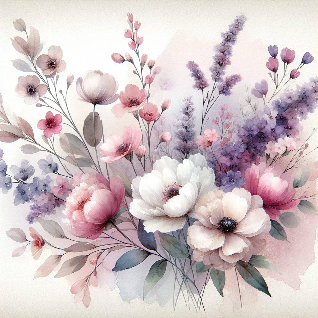 Elegant Watercolor Flowers Painting Diamond Kit