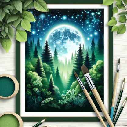 Mystic Forest Night Paint By Diamonds Art