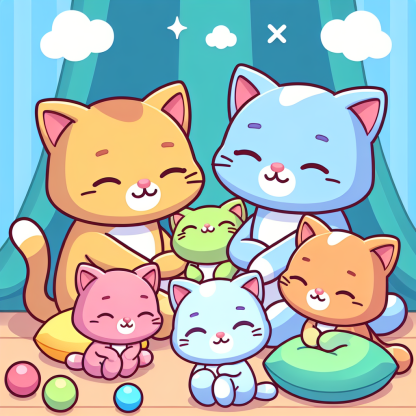 Purrfect Cat Family Paint By Diamond