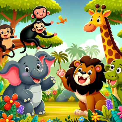 Jubilant Jungle Friends Paint By Diamond
