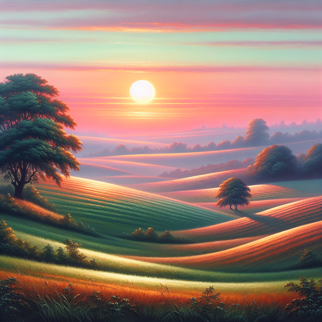 Sunrise Over Pastoral Fields DIY Paint By Diamonds