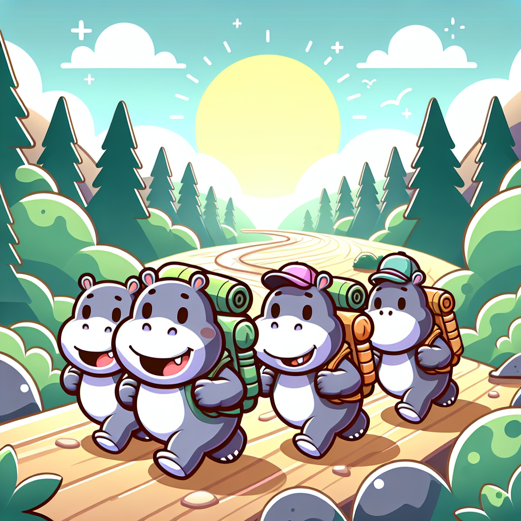 Happy Hiker Hippos Painting Diamond Kit
