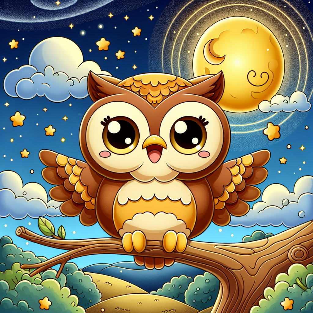 Charming Owl In The Moonlight Painting By Diamonds Kit