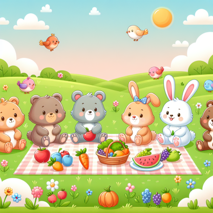 Fun Animal Picnic Painting By Diamonds Kit