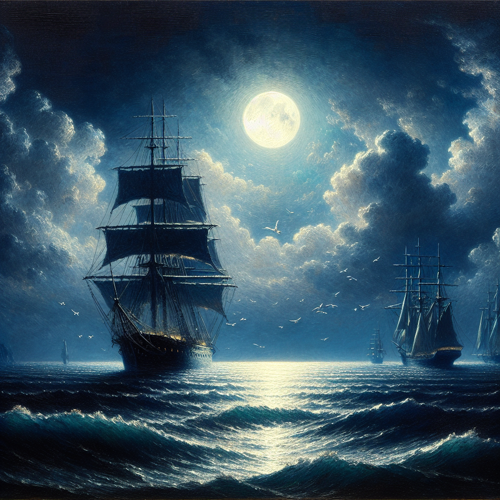 Moonlit Ocean Voyage Painting Diamond Kit