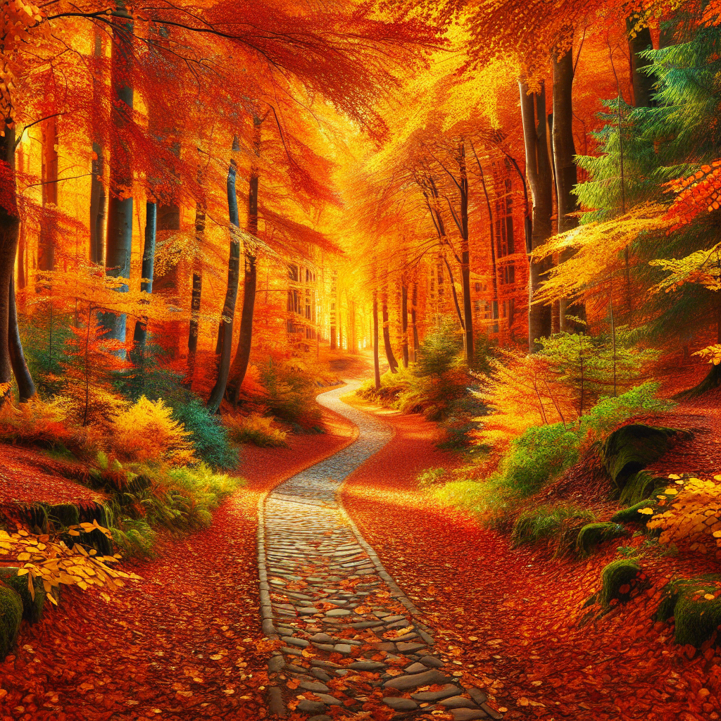 Autumnal Forest Path Paint By Diamonds Kits