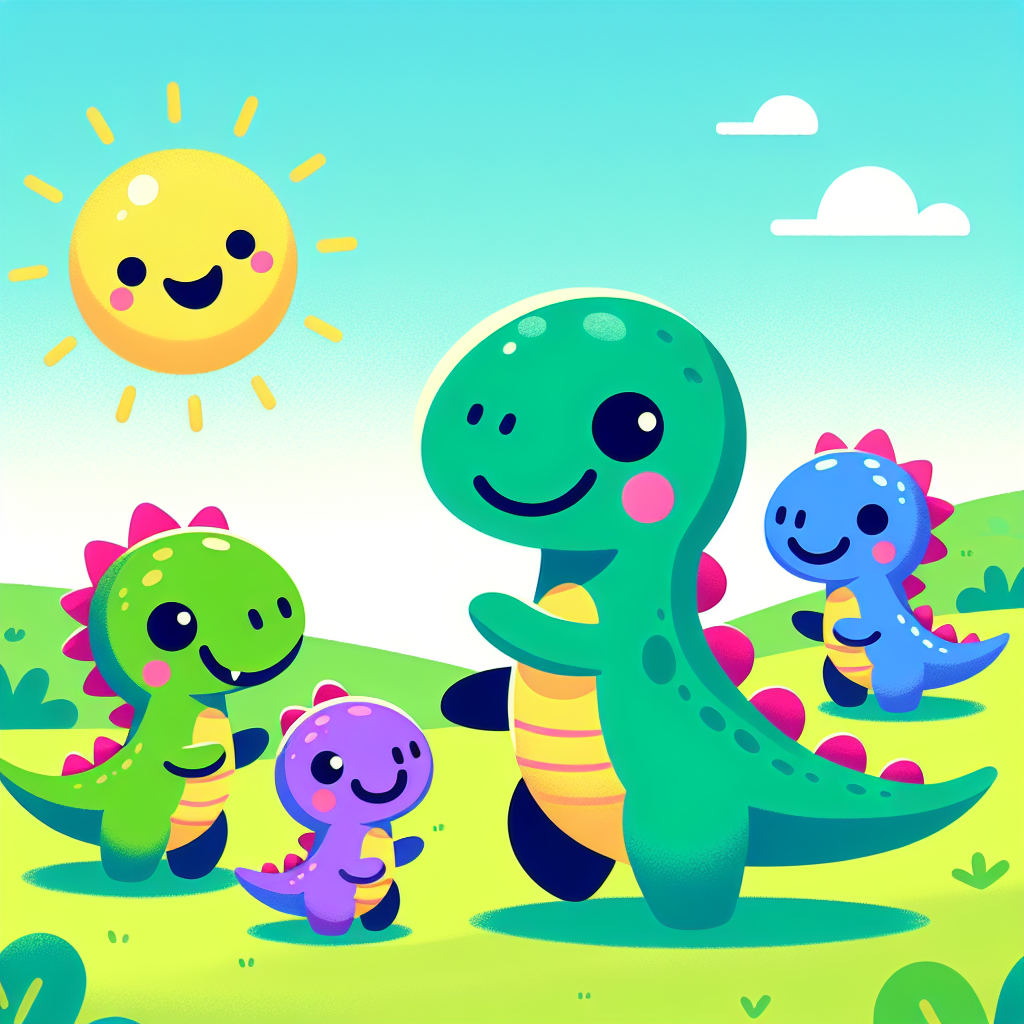 Cheerful Dinosaur Family Paint By Color
