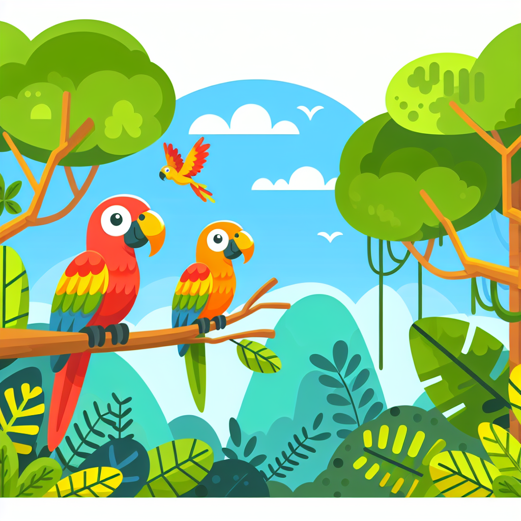 Rainforest Adventure With Parrots Paint By Diamond