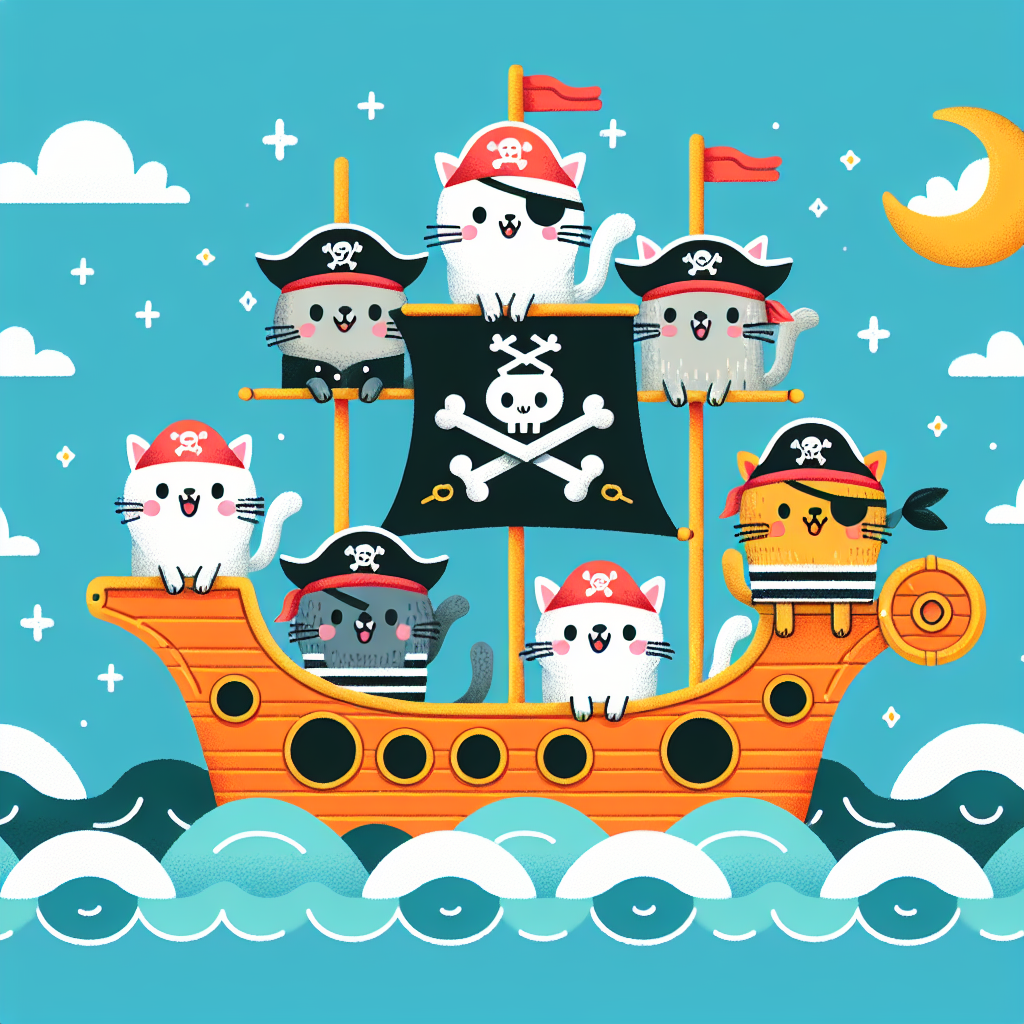 Purring Pirate Cats Painting Diamond Kit