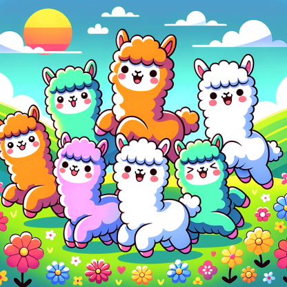 Adorable Alpacas In Action Diamond Painting